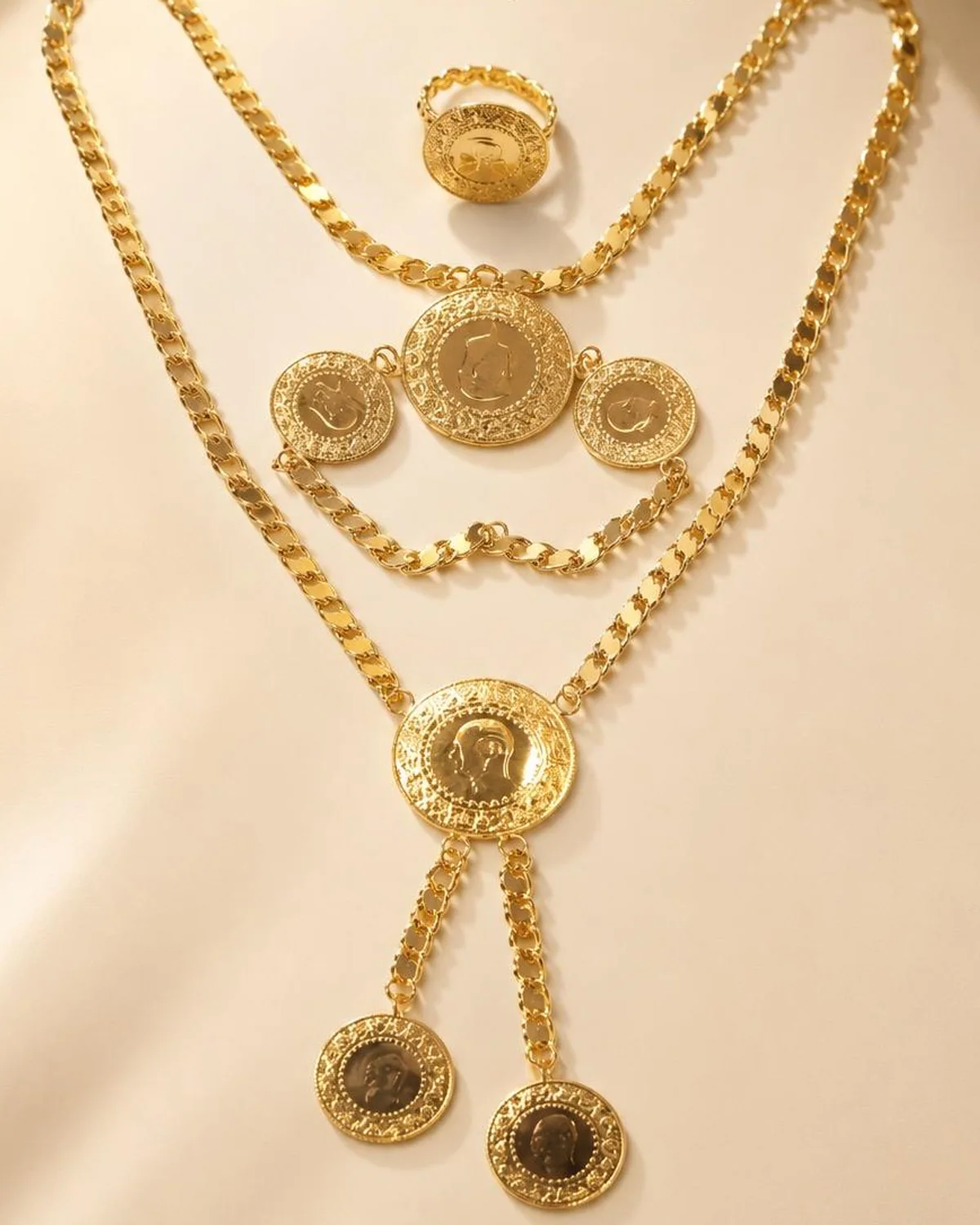 Münzcollier-Set mit Ring